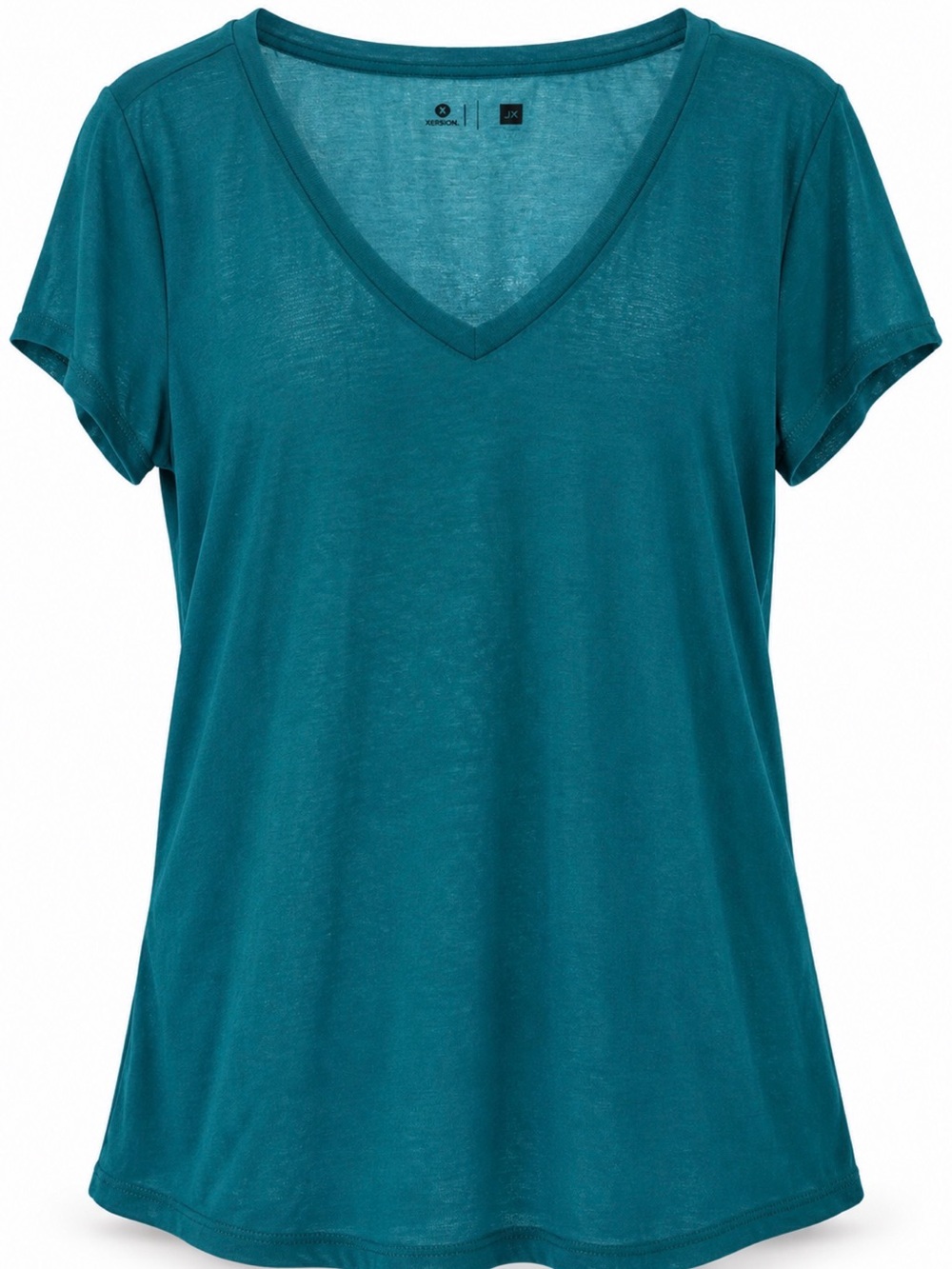 Xersion Teal V-Neck Short Sleeve Top